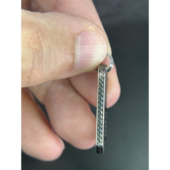 David Yurman Sterling Silver Black Diamonds Tag 31mm Chain 25” - Picture 9 of 16